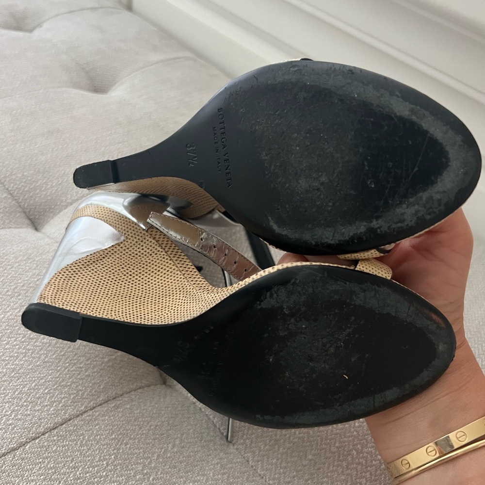 🛍 Bottega Veneta Karung and Metalic Silver Sandal - Picture 6 of 10